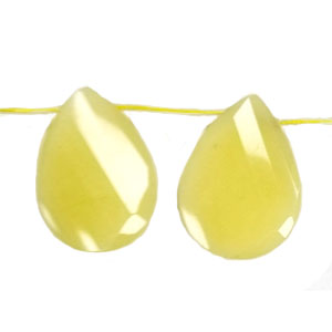 DYED JADE FACETED WAVE PEARSD 30X40MM YELLOW